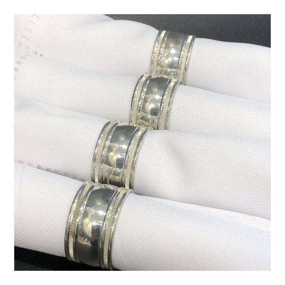 Royal Selangor Pewter Napkin Rings With Wood Storage Box Set of 4 - Picture 7 of 14